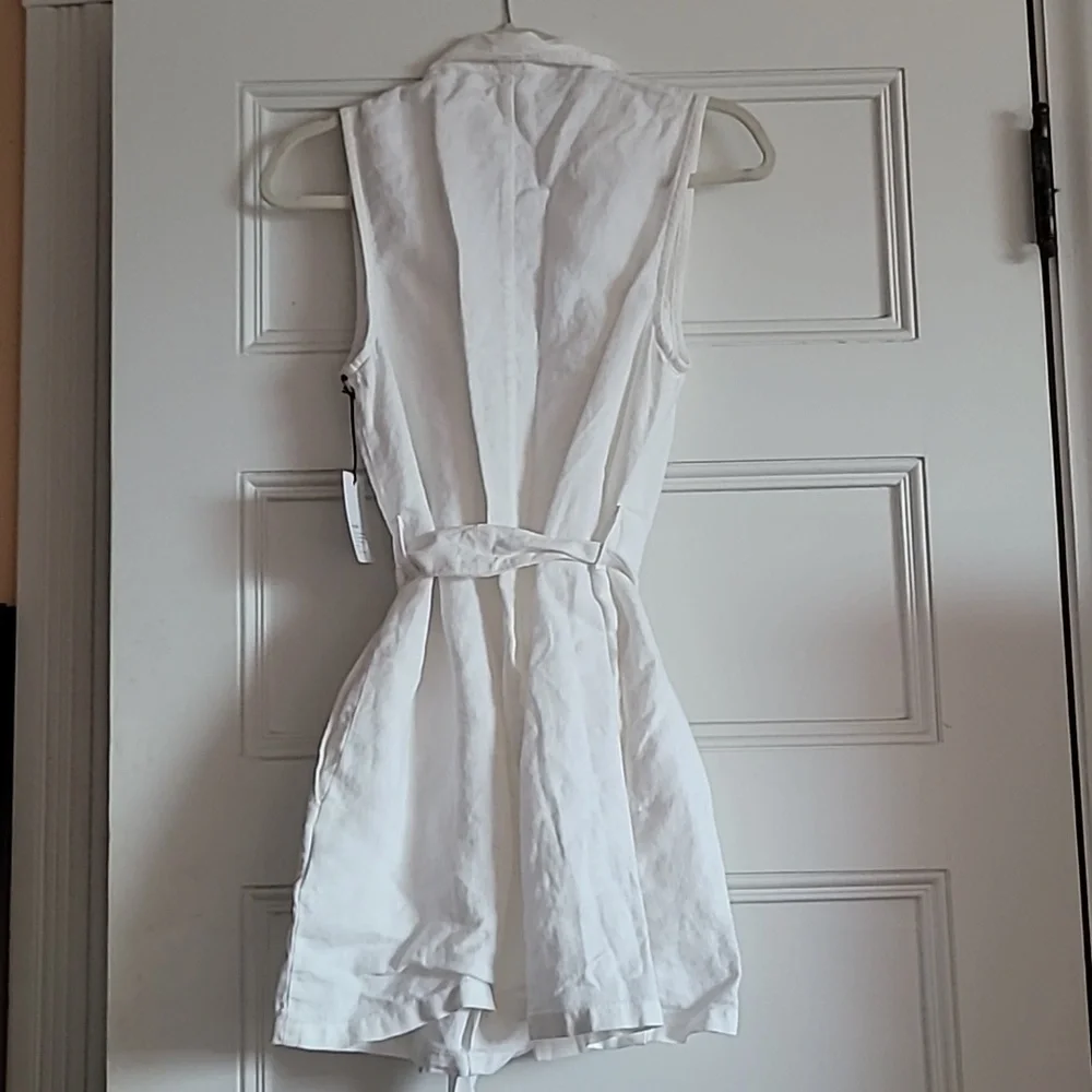 Bella Dahl White Sleeveless Linen Mini Dress / Blazer Dress Sz Medium - Picture 12 of 13